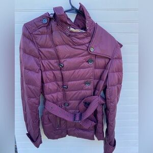 Burberry Purple Quilted Puffer Hooded Jacket